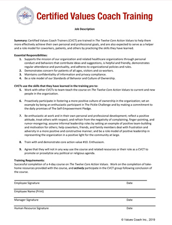 Values Trainer Job Description